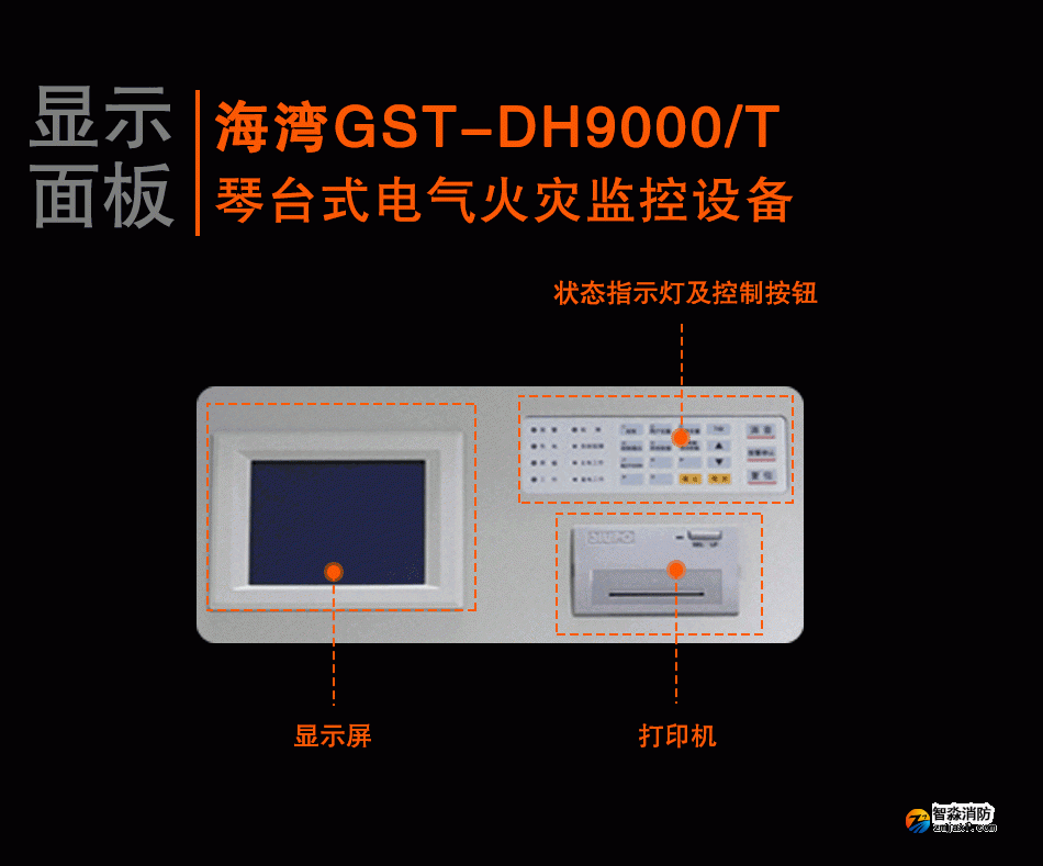 GST-DH9000/T琴臺式電氣火災監(jiān)控設(shè)備顯示面板